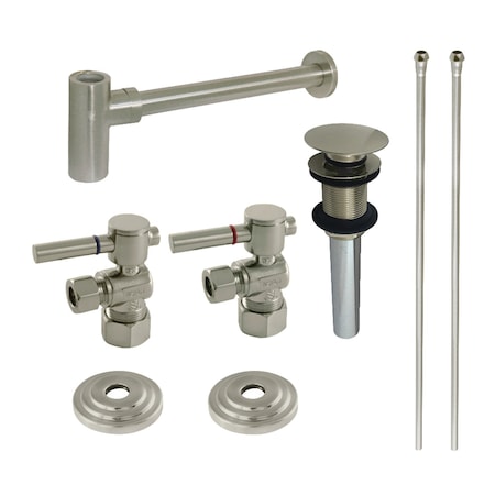 Kingston Brass CC53308DLTRMK1 Plumbing Sink Trim Kit with Bottle Trap and Drain (No Overflow), Brushed Nickel CC53308DLTRMK1
